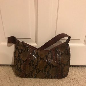 Chi by Carlos Falchi Brown Snakeskin Leather Handbag